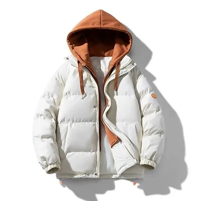 Men Hooded Thick Bubble Coat Winter Jacket 2023 Mens Streetwear Hip Hop Parka • $86.09