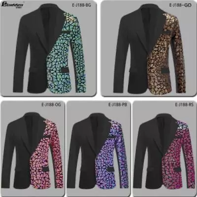 3XL One Button Sequins Men's Blazers Tuxedos Jacket Coat Party Evening Nightclub • $81.99