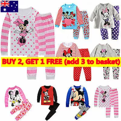 Toddler Kids Girls Boys Mickey Minnie Mouse Nightwear Sleepwear Pyjamas Pjs Set; • $19.79