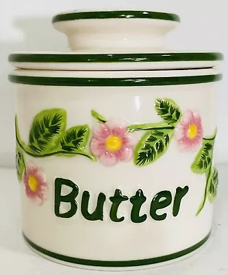 The Original L. Tremain Butter Bell Crock French Beurre Pink & Green Flowers • $16