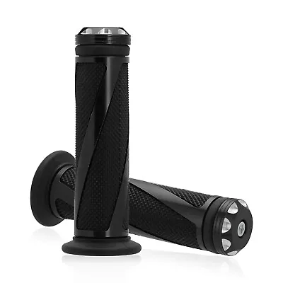 7/8  Universal Black Motorcycle Handlebar Grip Motorbike Handle Rubber Gel Grips • $20.52