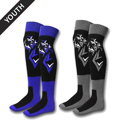 Youth MX Black / BLue Pro Moto Dirt Bike Cheap Kids Motocross Socks • $14.36