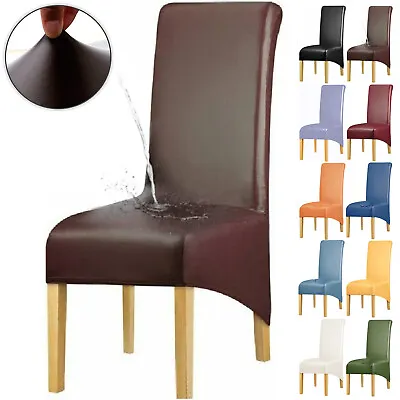 Stretch Dining Chair Cover Slipcover Highback PU Leather Waterproof Removable XL • $81.22