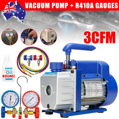 3CFM 1/4 HP Vacuum Pump 1 Stage Refrigeration Gauges Air Conditioning Tool R410a • $128.95