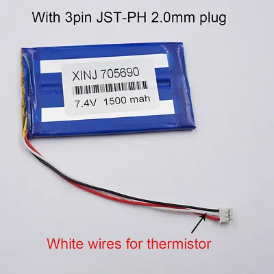 7.4V 1500 MAh 3 Wires Thermistor Polymer Li Battery For Tablet PC DVD GPS 705690 • £9.48
