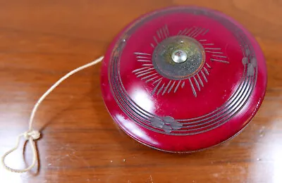 Beautiful Large Vintage Deep Red Carved Mexico Souvenir Wood Yo-Yo 3.5  • $45