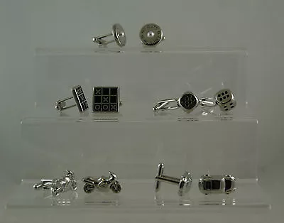 £4.99 • Buy Men's Silver Fashion Cufflinks Car/bike/dice/round  5d S.r
