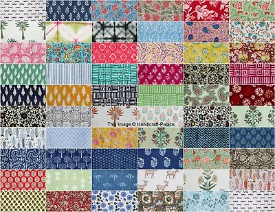 100 Pcs 100% Cotton Block Print Fabric 10  Assorted Pre-Cut Fat Quarters Bundle • £26.39