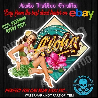 ALOHA HAWAII Decal Sticker Surfboard Vintage Americana Hot Rod Rat Rod Surfing • $6.50