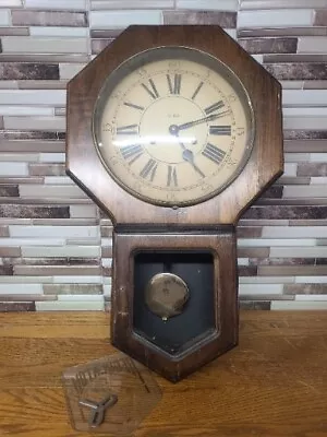 Vintage Verichron Regulator Wall Clock Chimes Larger Sz Untested Key Needs Work • $120