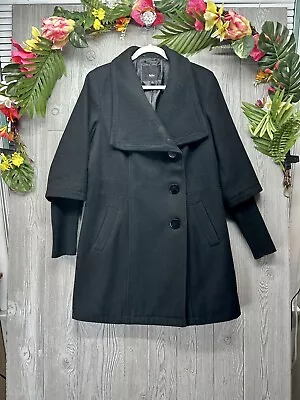 Mossimo Cape Coat Jacket Black Wool Blend Women Size Large Shawl Collar • $39.99