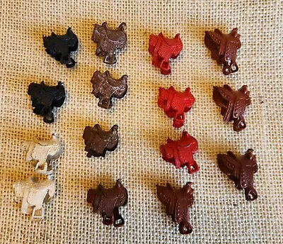 Vtg Marx Toy Saddles 15 Small 1 Inch Horse Saddles • $19