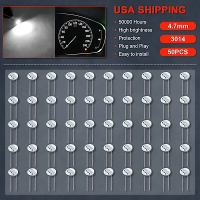 50x Cold White 3SMD LED Mini 4.7mm Bulbs Instrument Cluster Dash Panel Lights • $9.99