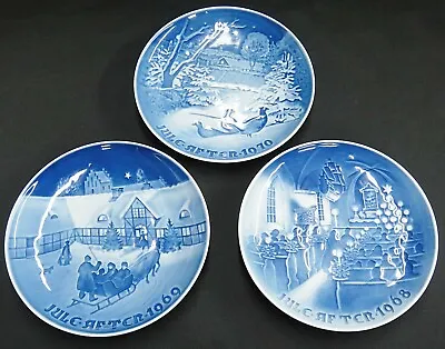 B&G Christmas Plates Lot Of 3 1968 Church 1969 Guests 1970 Pheasants Blue 7  • $13.49