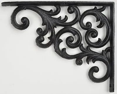 Ornate Vine Wall Shelf Bracket Black Cast Iron Brace Crafting Supplies • $18.98