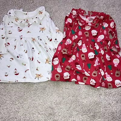 Baby Girls 6-9 Months 2 Pack Christmas Dresses From Matalan  • £2.50