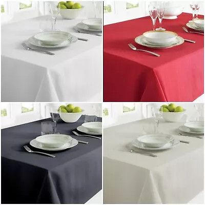 RECTANGLE LINEN LOOK TABLE CLOTH 52x70 INCH OR 52x90 INCH RED WHITE GREY BLACK • £8.99