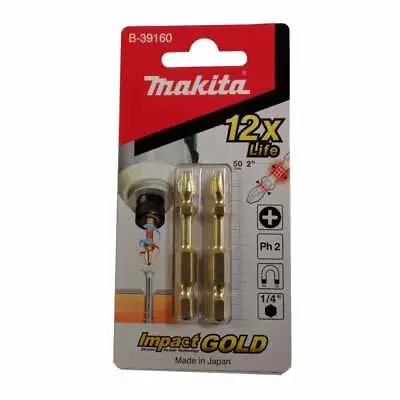 Makita B-39160 Impact Gold Driver Phillips No2 50mm - Pack Of 2 • £7.15