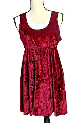 XXI Velour Crushed Velvet Cranberry Wine Red Sleeveless Mini Dress Juniors M • $12