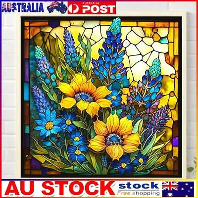 $11.99 • Buy 5D DIY Full Square Drill Diamond Painting Flower Glass Painting Kit Home Decor