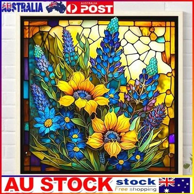 $11.99 • Buy 5D DIY Full Square Drill Diamond Painting Flower Glass Painting Kit Home Decor