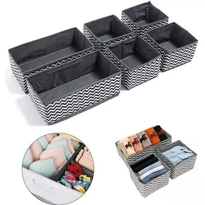 Storage Box Canvas 6 Section Wardrob Drawer Divider Organiser Socks Ties Jewelry • £8.59