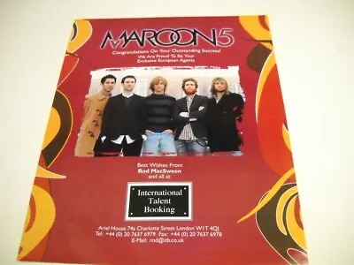 MAROON 5 Best Wishes From International Talent Booking 2005 Promo Poster Ad • $9.95
