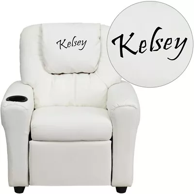 Flash Personalized White Vinyl Kids Recliner/Cup Holder And Headrest • $254.99