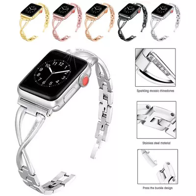 Diamond Band For Apple Watch Strap Series SE 7 6 5 4 3 2 1 38 40 41 42 44 45 Mm • £8.99