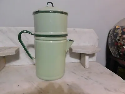 Vintage Green Enamelware Percolator Coffee Pot • $19.99