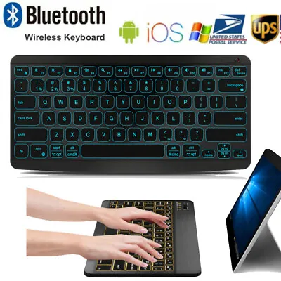 LED Rechargeable Wireless Bluetooth Keyboard For MAC IOS Android PC IPad Tablet • $19.86