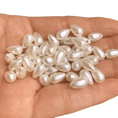 Teardrop Beads  Faux Pearl White Ivory Black  Wedding Sewing 10 X 6mm P9 • £2.75