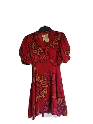 Zandra Rhodes Vintage Red Floral Dress • $300