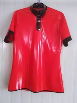 2019 Pure 0.4mm Rubber 100% Latex T-Shirts Red And Black Sexy Top Size S-XXL • £39.96