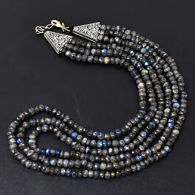 Untreated 393 Cts Earth Mined 3 Strand Labradorite Beads Necklace JK 10E295 • $4.25