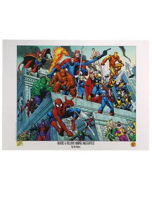 Heroes & Villains Marvel Masterpiece Arthur Adams Lithograph Spider-Man Hulk • $34.95