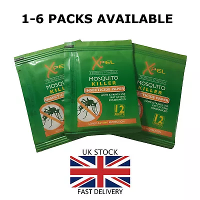 Xpel Mosquito Killer Insect Insecticide Paper Holiday Travel Pack 12 Sheets • £2.09