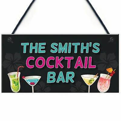 Personalised Cocktail Home Bar Signs And Plaques Novelty Man Cave Alcohol Gifts • £4.99