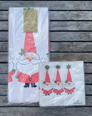 Vintage Christmas Santa Claus  Hallmark Paper Table Cloth W Matching Napkins Nos • $28