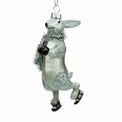 £11.49 • Buy Gisela Graham Glass Skating Hare Novelty Decoration - Lovely Christmas Gift Idea