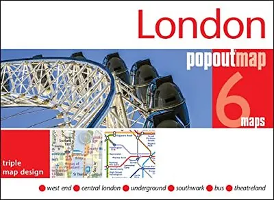 London PopOut Map: 3 PopOut Maps In One Handy Pocket-size Format By PopOut Maps • £6.55