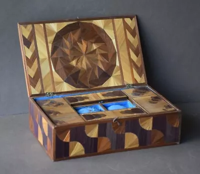 Antique Straw Marquetry Sewing Box To Be Restored 19th Century  • $178.54