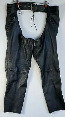 Milwaukee Leather Black Mens Classic Motorcycle Biker Chaps Sz Medium • $22.49