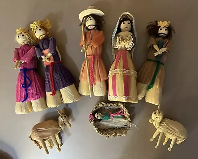 Corn Husk Nativity Mexican Folk Art Southwest 8 Piece • $16.99