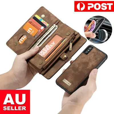 $30.95 • Buy For IPhone 13 12 Pro Max 7 8 Removable Magnetic Leather Wallet Case Cover