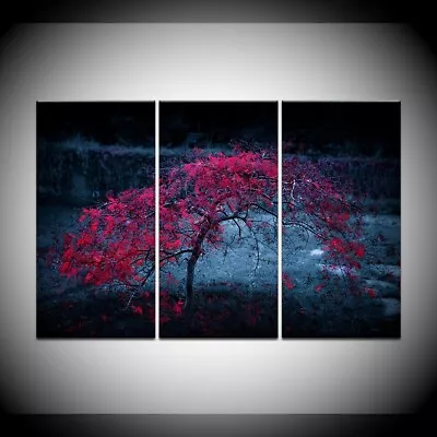 Lonely Red Tree 3 Piece Canvas Print Wall Art Poster Home Decoration • $103.85