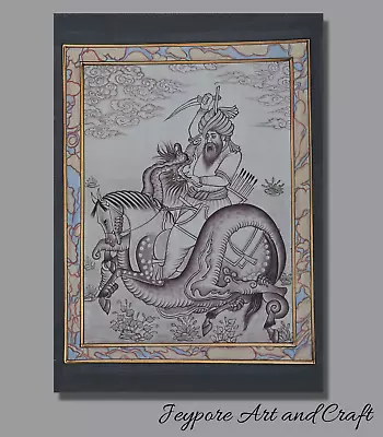Prince Hunting Attacked By A Dragon Qajar Persian Handmade Miniature Painting • $349.99