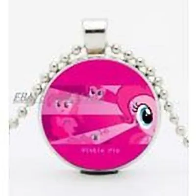 Us Seller My Little Pony Pinkie Pie Dome Pendant Silver Chain Necklace Jewelry • $10.40