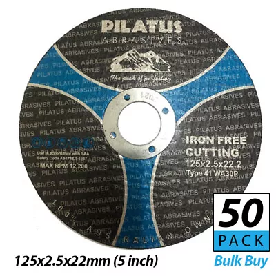 $82.95 • Buy 125mm (5 Inch) Iron Free Metal Cutting Discs (125×2.5x22)