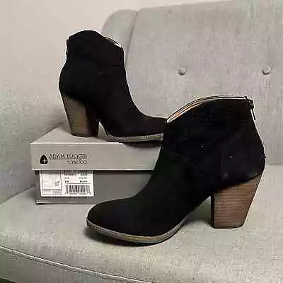 Adam Tucker By Me Too Cayenne Black Suede Booties New In Box Size 9 • $60